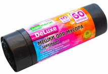 Мешки для мусора DeLuxe с завязками 60л, 35 мкм  (1/10)