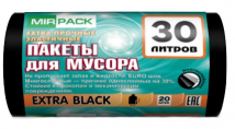 Мешки для мусора "EXTRA black" 30л, 35мкм, ПВД, чёрные (1рулон-20шт)