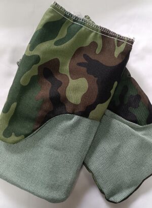 Рукавицы утепленные (ватин), брезентовый наладонник, чёрный-зелёный