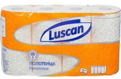 Полотенца бумажные 2х-слойные LUSCAN 17м, с тиснением (упаковка-4рулона)