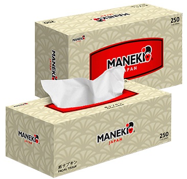 Салфетки Maneki Kabi 2х слойные 250шт, в коробке
