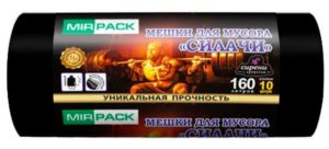 Мешки для мусора СИЛАЧИ 160л 35 мкм ПВД, чёрные (1рулон-10шт)