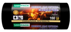 Мешки для мусора СИЛАЧИ 160л 35 мкм ПВД, чёрные (1рулон-10шт)