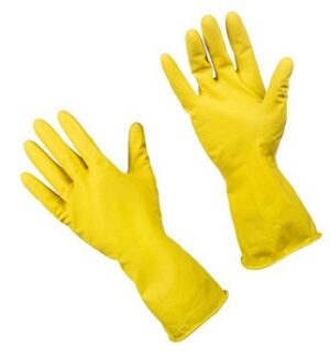 Перчатки резиновые хоз Libry с хлопк напыл, эластичные арт KHL001E желтые 30гр р.S