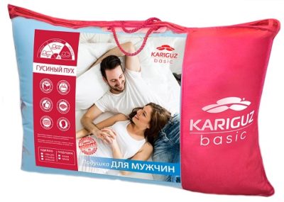 Подушка "Для мужчин" 50*68, 2-х камерная наполнитель пух, перо, чехол тик