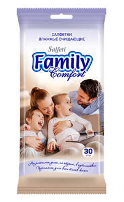 Salfeti Family Comfort салфетки влажные универсальные БОЛЬШИЕ с мягкой крышкой 30 листов