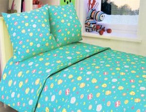 Комплект постельного белья Детский, бязь цветная, бирюзовый 140г/м2