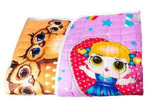 Покрывало детское 110*140 стеганное бязь, двустороннее цв. совушки/девочка в очках