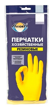 Перчатки латексные хоз AVIORA с х/б напылением р.S (арт.402-566)