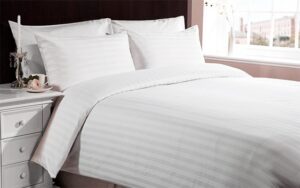Пододеяльник сатин СТРАЙП 200*220 полоса 3*3 пл.140 (гр/м2) цв. Белый ВЫПИСЫВАТЬ ОТ ИП