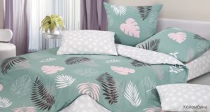 Комплект постельного белья Harmonica Коломбина ЕВРО, простыня на резинке 160*200, ткань сатин