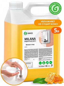 Крем-мыло жидкое GRASS Milana Молоко и мёд, канистра 5кг