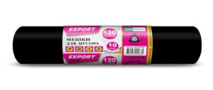 Мешки для мусора "EXPORT" 120л 80мкм ПВД чёрные (1 рулон-10 шт)