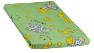 КПБ детский бязь цветная (под110*147,прост110*150,нав60*60-1шт) Зелёный/Мышата пл140 гр/м2 ОТ ИП