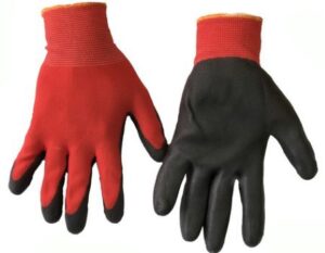 Перчатки нейлоновые с нитриловым покрытием ладони 13 класс ЛАЙТ (КРАСНО - ЧЕРНЫЕ) р. 9