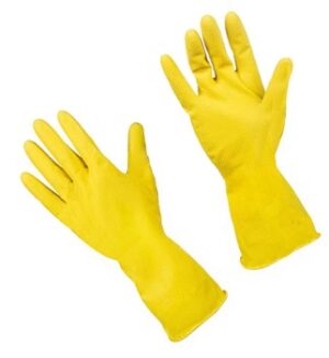 Перчатки резиновые хоз Libry с хлопк напыл арт KHL001НВ желтые плотные 50гр р.S