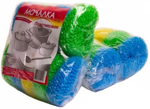 Мочалки для посуды пластиковые 70*70*25 мм (10 шт)