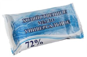 Мыло хозяйственноеУниверсальное 72% 150г, в голубой обёртке