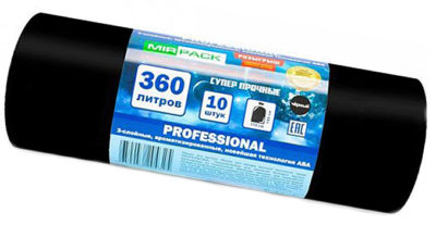 Мешки для мусора "PROFESSIONAL" 65мкм 360л ПВД (1рулон-10шт)