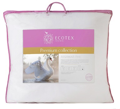 Подушка ECOTEX Лебяжий пух 68*68, наполнитель микроволокно DownFill, чехол перкаль