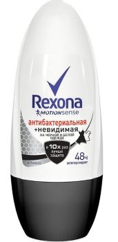 Дезодорант REXONA ролик 50мл женский Антибактериальный невидимый 1/6