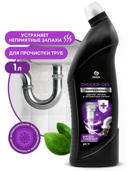 1л GRASS DIGGER-GEL PROFESSIONAL (аналог Тирет)  для прочистки труб щелочное 1/8
