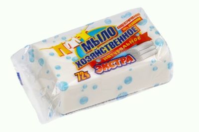 Мыло хозяйственное "ЭКСТРА" 72%, 200г, БЕЛОЕ, в обёртке, КМЗ