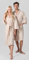Халат вафельный Кимоно унисекс р.58-60, бежевый