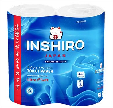Бумага туалетная INSHIRO Ultra Soft 3х-слойная 23м (упаковка-4рулона)