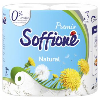 Бумага туалетная на вт Soffione Premio 3сл 1/4
