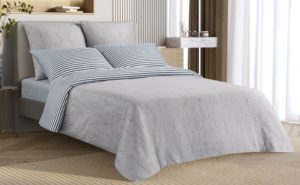 Комплект постельного белья Harmonica Дримнэс ЕВРО, простыня на резинке 160*200, ткань сатин