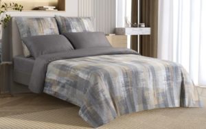 Комплект постельного белья Harmonica Линдор ЕВРО, простыня на резинке 160*200, ткань сатин