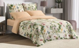 Комплект постельного белья Harmonica Каприйский ирис Евро, ткань сатин