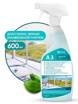 GRASS "A3" Apartment series Моющее средство для стекол, зеркал и кафельной плитки 600 мл