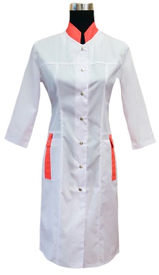 248 Халат тиси р.42 с отделкой, рукав 3/4, на кнопках ОТ ИП