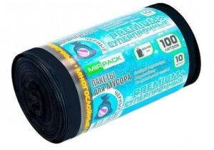 Мешки для мусора "PREMIUM+" 70 мкм 100л ПВД, чёрные (1рулон-10шт)