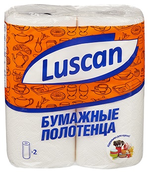 Полотенца бумажные LUSCAN 2-х слойные с тиснением 12,5м (упаковка-2 рулона)