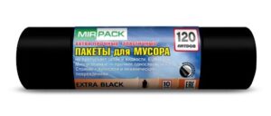Мешки для мусора EXTRA 120л, 50мкм, ПВД, чёрные (1рулон-10шт)