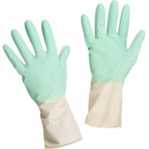 Перчатки резиновые хоз Libry БИКОЛОР арт BICOL03WG мятно-белые 50гр р.L