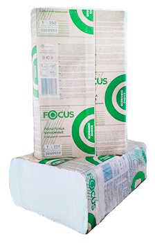 Полотенца бумажные Z слож 1сл 250л белый FOCUS Eco 1/12