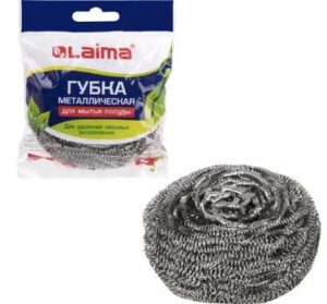 Мочалка металлическая СПИРАЛЬ 50г БОЛЬШАЯ (80х80х4), LAIMA 1/144