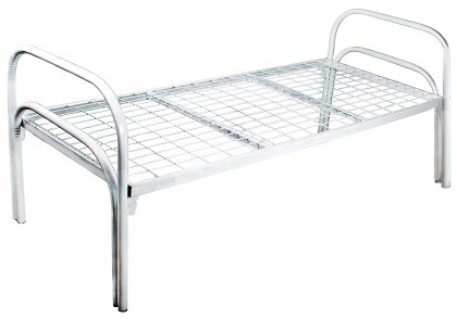 Кровать одноярусная с двумя усилениями 90*190 см, двойная ножка, белая