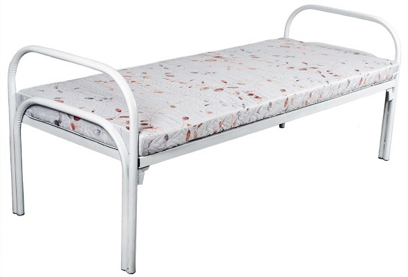 Кровать одноярусная с двумя усилениями 90*190 см, двойная ножка, белая