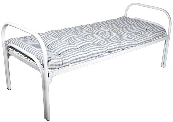 Кровать одноярусная с двумя усилениями 90*190 см, двойная ножка, белая