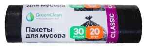 Мешки для мусора Classik  30л 6 мкм, чёрные (1рулон-20шт)