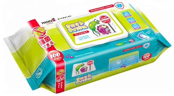 Салфетки влажные MANEKI, с антибактериальным эффектом 100 шт.