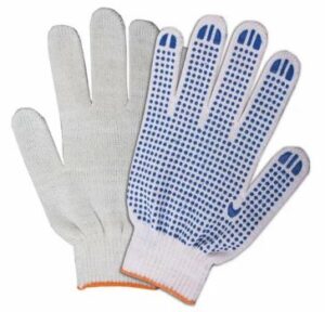 Перчатки хлопчатобумажные Люкс с ПВХ (точка), 10 класс вязки 4 нити
