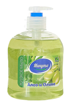 Мыло жидкое  500мл МИНУТА Алоэ и олива с дозатором 1/6