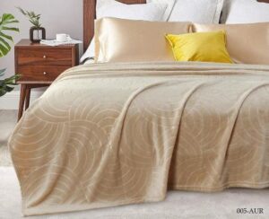 Плед CL HOME Aura 1,5 спальный Узоры, велсофт кремовый