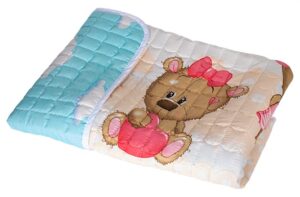 Покрывало детское 110*140 стеганное бязь, двустороннее цв. мишка с бантом/мишка летчик